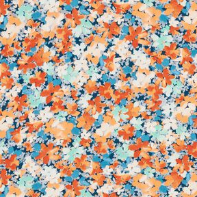 Viskostyg Spräckliga blommor – terracotta/blå, 