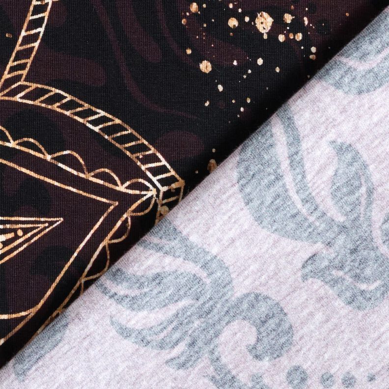 BomullsjerseyBrodyrtyg mandala med guldprickar | Glitzerpüppi – svartbrun/guld,  image number 4