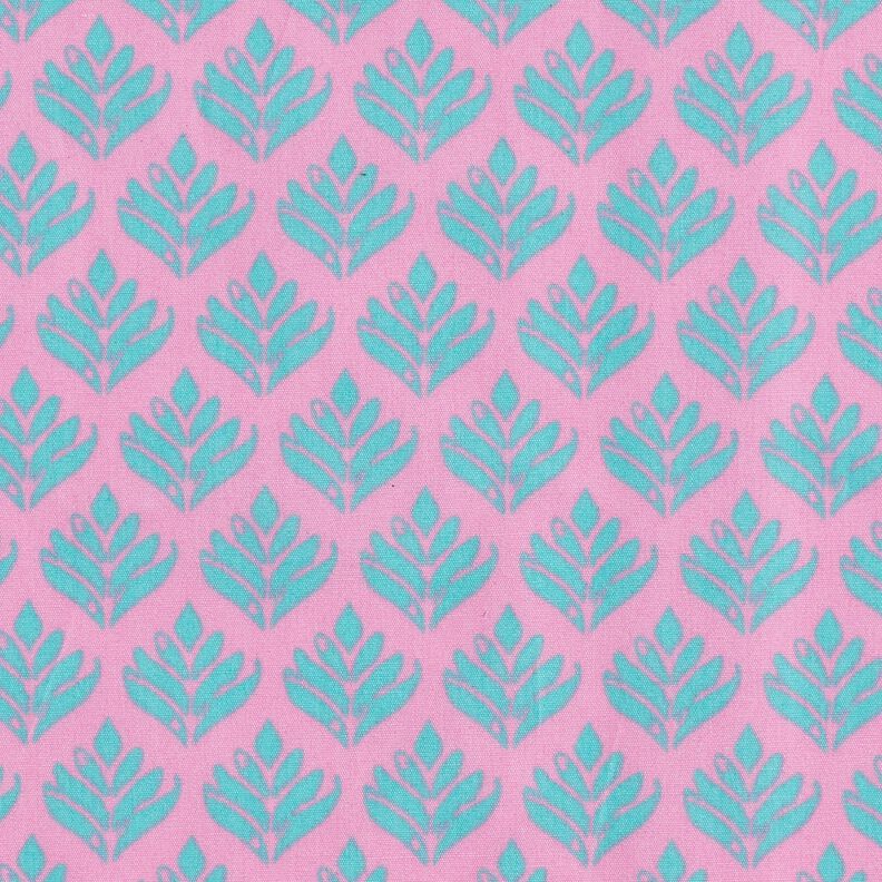 Behandlad bomull Abstrakta solfjädrar – rosa/aquablått,  image number 1