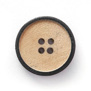 Träknapp 4 hål  – beige/svart, 