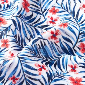 Baddräktstyg Blommor och palmblad – vit/indigo, 