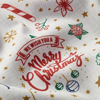 Dekorationstyg Halvpanama Merry Christmas – natur, 