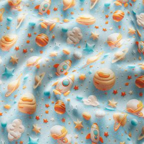 Bomullspoplin Universum Digitaltryck &ndash; ljusbl&aring;, 