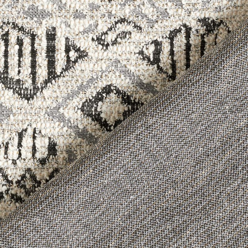 Stickad bouclé ikatmönster – grått/vit, image number 4