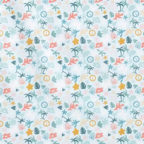 Ekologisk bomullspoplin palmvärld – babyblått/ljus mint, 