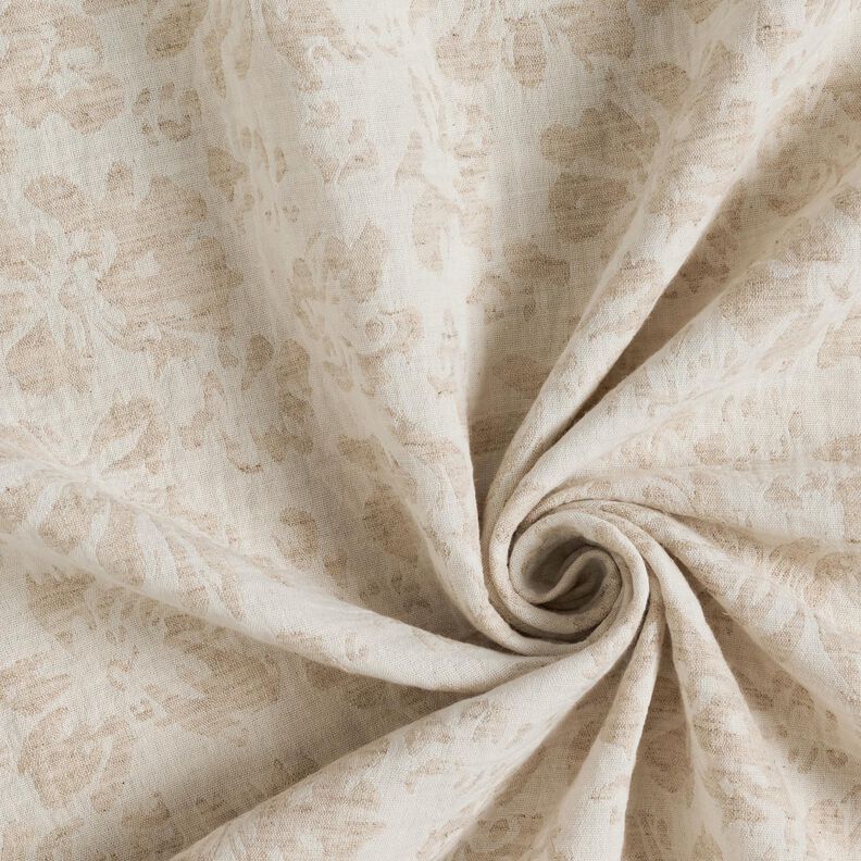 Muslin/Dubbel-krinkelväv Linne-mix Blommor – mandel,  image number 3