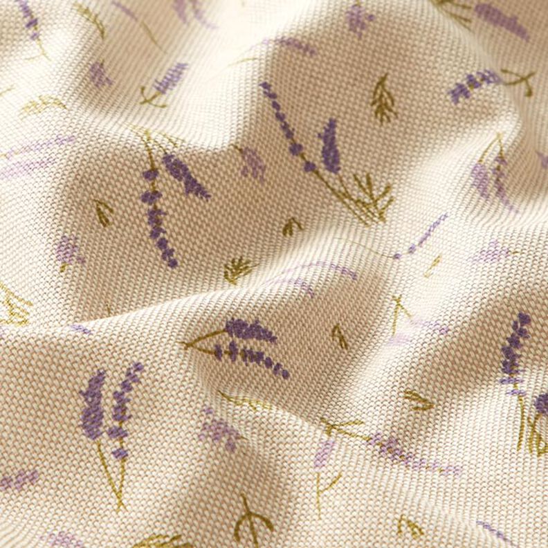 Dekorationstyg Halvpanama Lavendel – natur/lavender,  image number 2