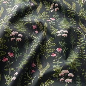 Outdoortyg Canvas Blad och blommor – mörkgrön/pastellviolett, 