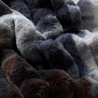 Ribbad struktur av batik med fuskpäls – ljusgrått/blå, 