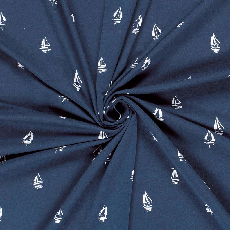 Bomullsjersey ritade segelbåtar – marinblått,  image number 3