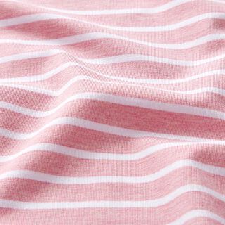 GOTS Bomullsjersey remsa | Albstoffe – rosa/vit, 