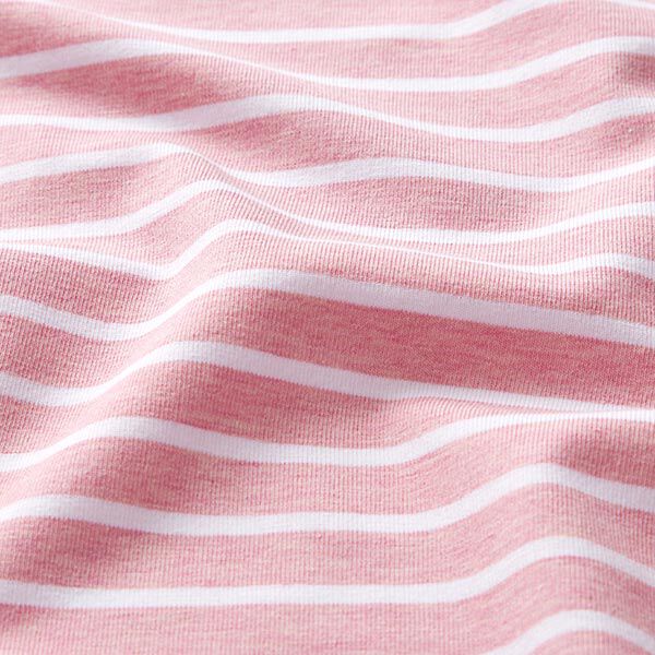 GOTS Bomullsjersey remsa | Albstoffe – rosa/vit, image number 2