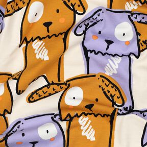 Bomullsjersey hundar med hängande öron | Poppy Fabrics – yllevit, 