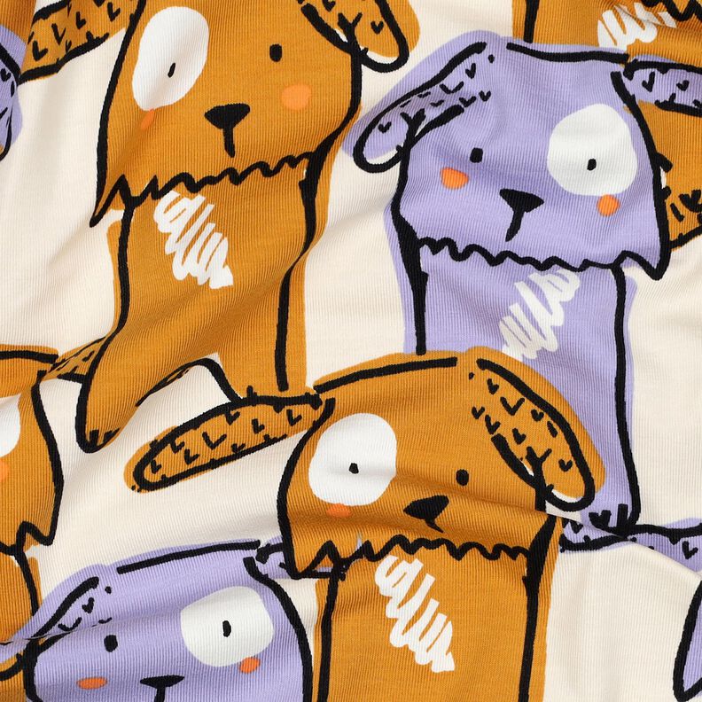 Bomullsjersey hundar med hängande öron | Poppy Fabrics – yllevit, image number 2