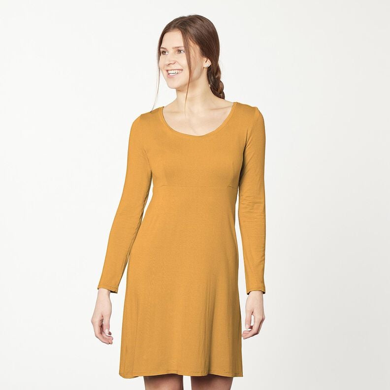 Bomullsjersey medium enfärgad – currygul, image number 4