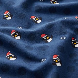 Bomullsjersey Pingvin med tomteluva – marinblått, 