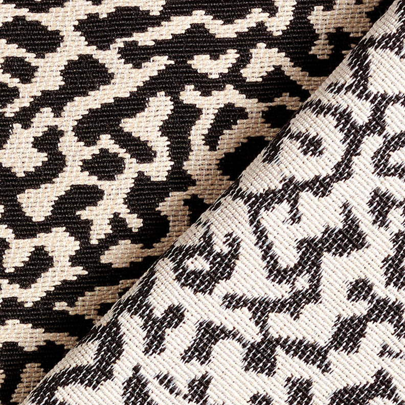 Möbeltyg Jacquard Abstrakt leopardmönster stort – svart/sand,  image number 4