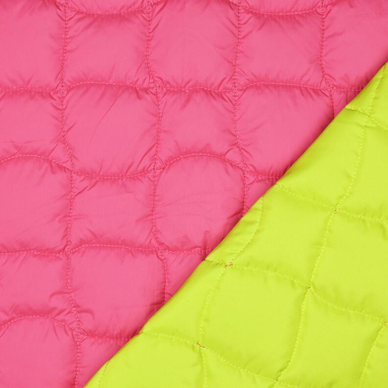 Quiltat tyg Vågiga rutor – neonpink/neongrönt, image number 1