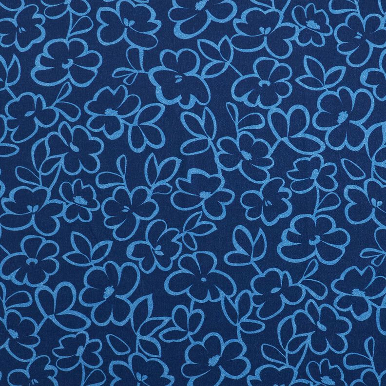 Viskos-crepe abstrakta blommor – marinblått/kungsblått, image number 1