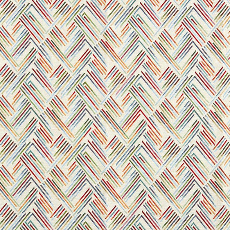 Dekorationstyg Gobeläng sicksacklinjer – ljusbeige/blå, image number 1
