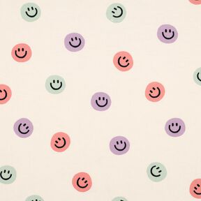 Bomullsflanell smilies | Poppy Fabrics – elfenbensvit/gammalrosa, 