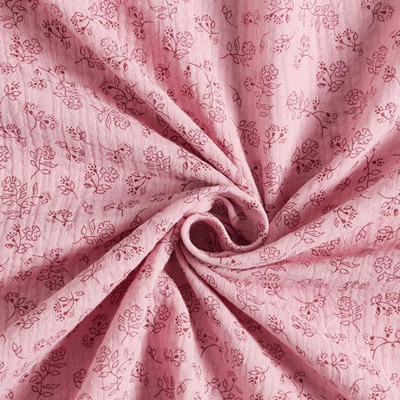 Muslin/Dubbel-krinkelväv små blomrankor – rosa,  image number 3