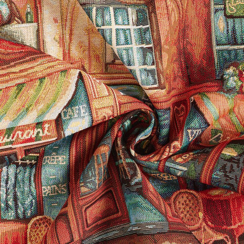 dekorationspanel Gobeläng fransk bistro – blå/terracotta, image number 3