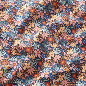 Bomullstyg Poplin Små blommor – indigo/ljus gammelrosa, 