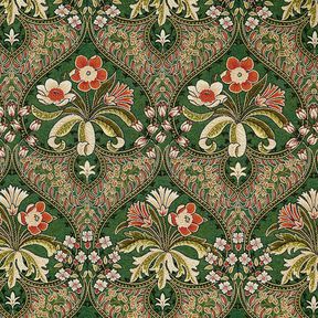 Dekorationstyg Gobeläng blomsterornament – grön/ljusorange, 