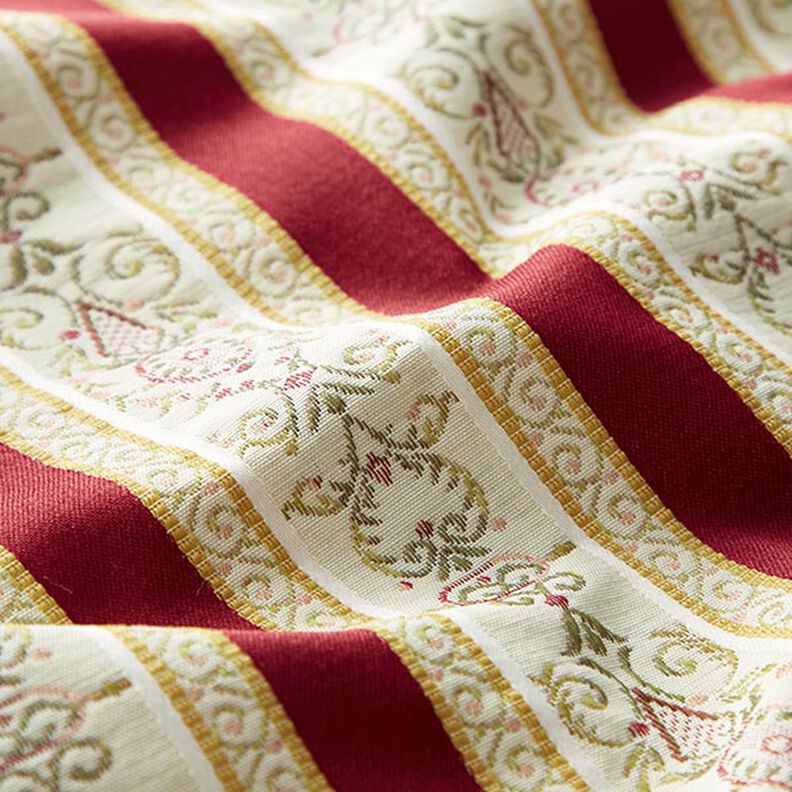 Möbeltyg Jacquard Biedermeier Ränder – kräm/rött,  image number 2