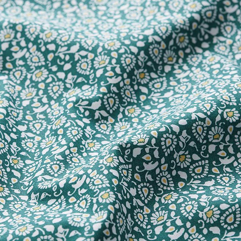 Bomullstyg kretong Litet paisley-mönster – grön,  image number 2