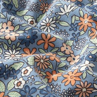 Bomullsjersey blomsteräng | by Poppy – duvblå, 