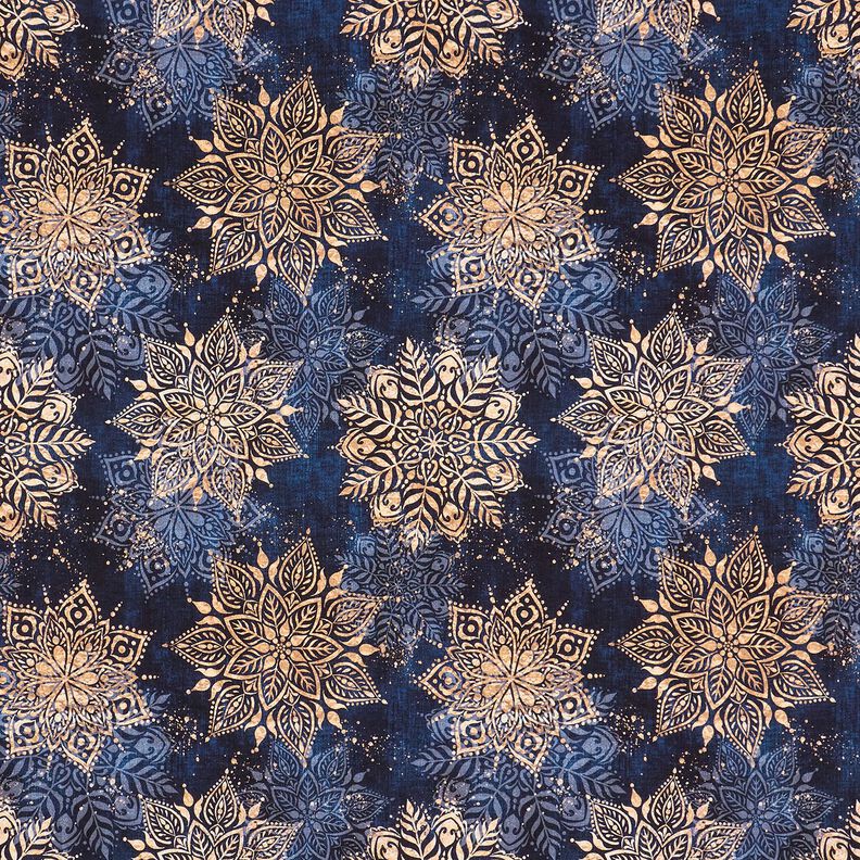 French Terry Sommarsweat mandala | Glitzerpüppi – marinblå/apricot,  image number 1