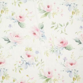 Voile Viskosmix Fina rosor – elfenbensvit/rose, 