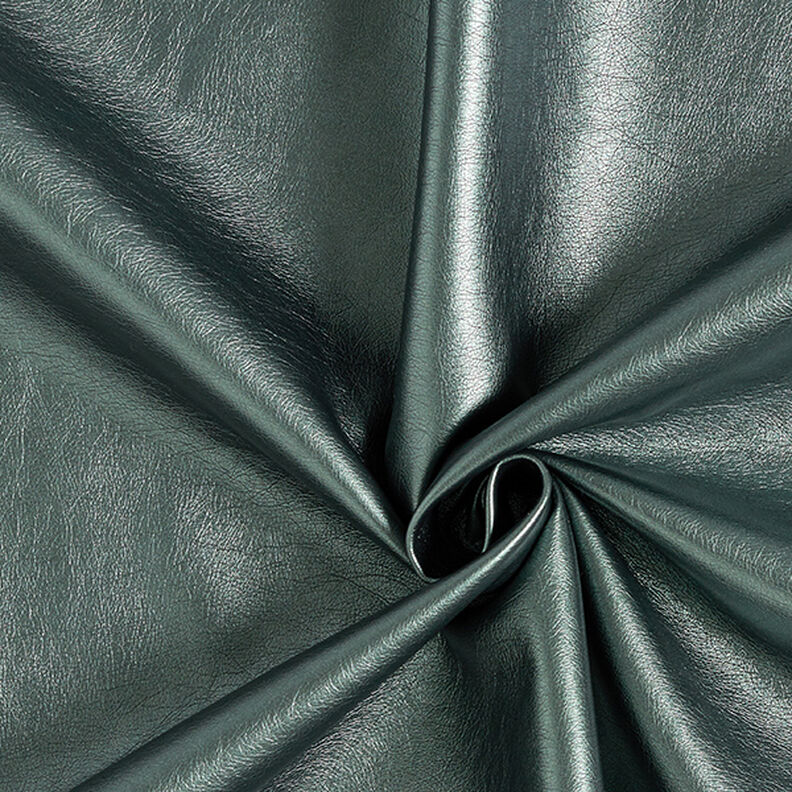 Konstläder Metallic-glans – mörkgrön,  image number 1