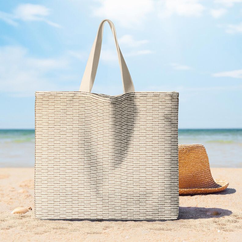 Dekorationstyg Jacquard rustika ränder – mellanbrun/natur,  image number 7