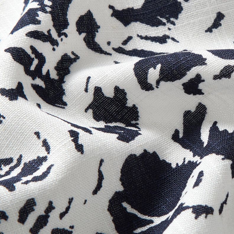 Viskos-linne-mix Abstrakta blommor &ndash; vit/nattbl&aring;,  image number 2