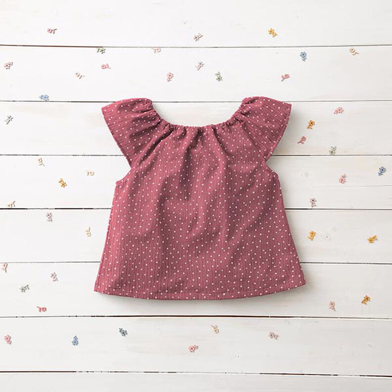 Muslin/Dubbel-krinkelväv prickar – gammalt rosa/vit, image number 6