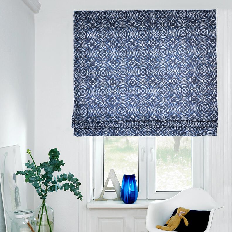 Dekorationstyg Canvas batikplattor – indigo/vit, image number 7