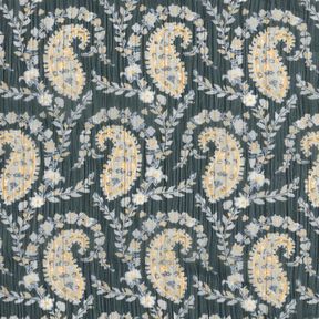Crêpe Chiffong paisley och lurex-ränder – svart/silverblå, 