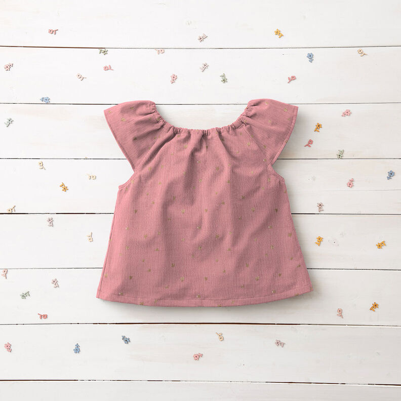 Muslin/Dubbel-krinkelväv Hjärtan Folietryck | by Poppy mörk gammelrosa/guldmetallic,  image number 7