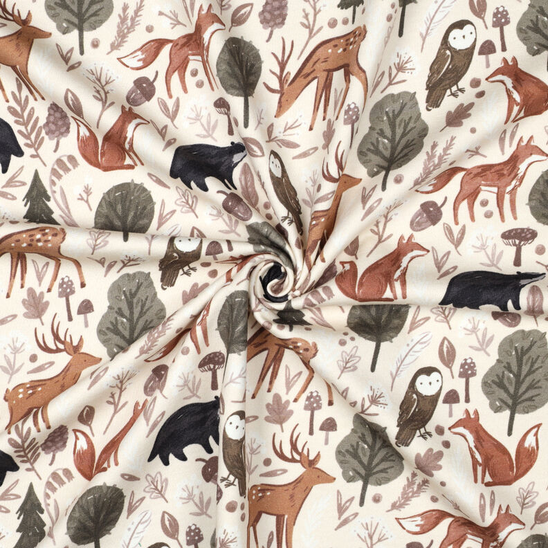 Sweatshirt Ruggad djur i skogen Digitaltryck | Poppy Fabrics – yllevit,  image number 3