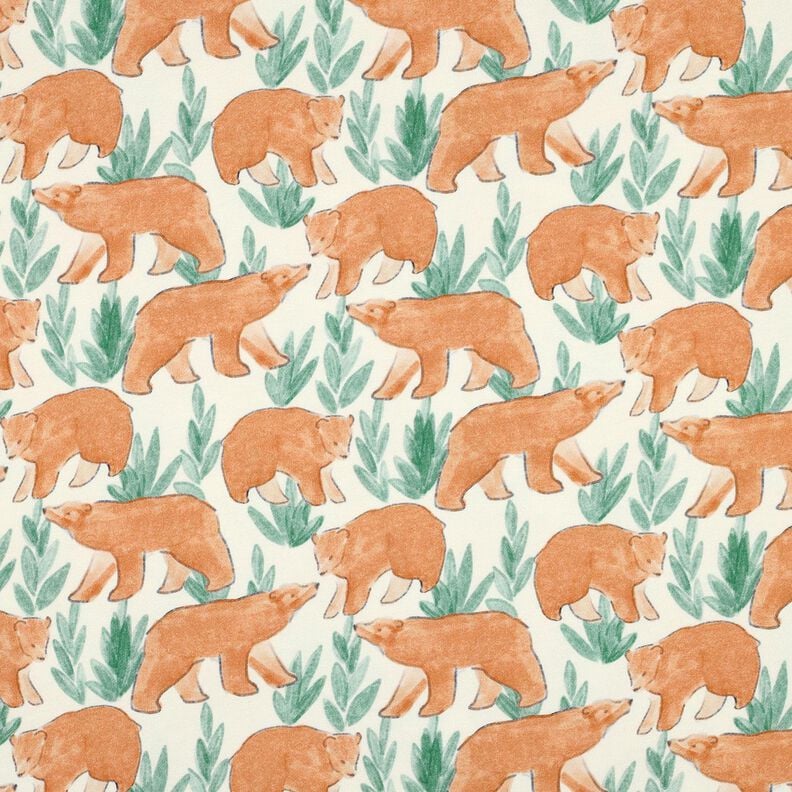 French Terry Sommarsweat akvarellbjörnar Digitaltryck | Poppy Fabrics – yllevit, image number 1