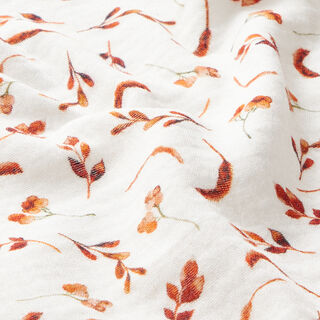 Muslin/Dubbel-krinkelväv blommor och frukter – vit, 