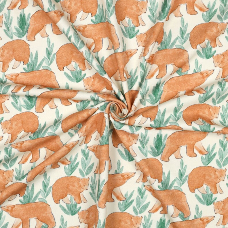 French Terry Sommarsweat akvarellbjörnar Digitaltryck | Poppy Fabrics – yllevit, image number 3