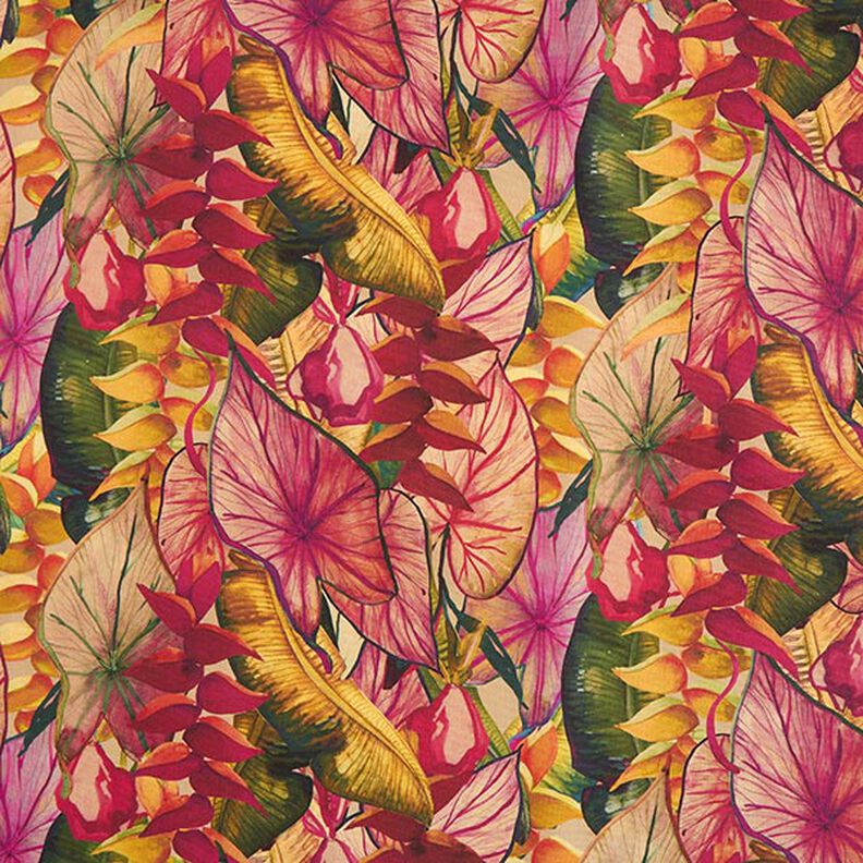 Outdoortyg Canvas exotiska blad – kaminrött/lila,  image number 1