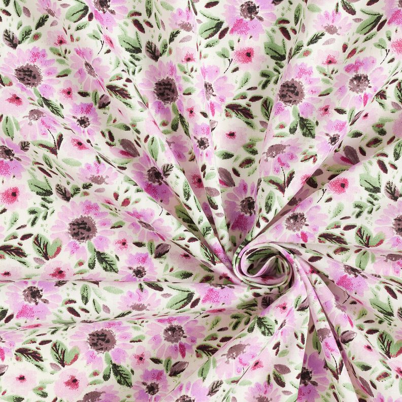 bomullspoplin blomsterhav – pastellviolett/vit,  image number 3