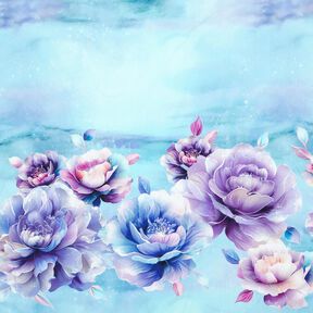 Bomullsjersey sommarblomster | Glitzerpüppi  – himmelsblå/lavender,  Bomullsjersey sommarblomster | Glitzerpüppi  – himmelsblå/lavender,