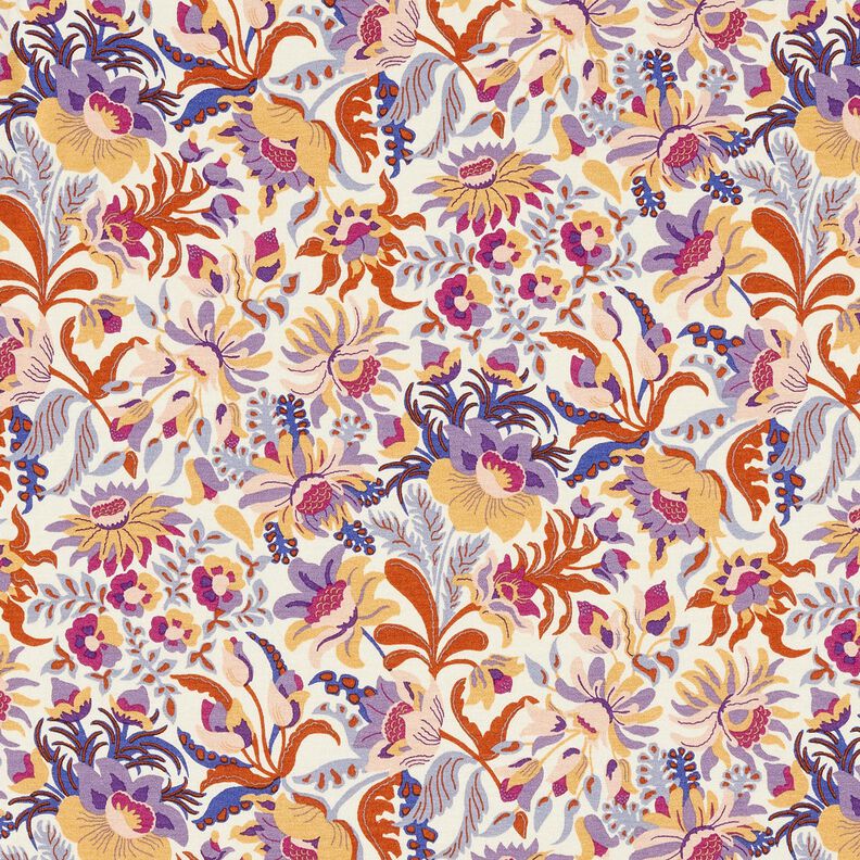 Viskosjersey Blommor och ornament | Katia Fabrics – kräm/lavender, image number 1
