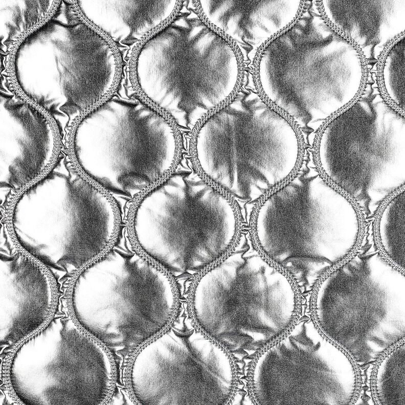 Quiltat tyg Serpentinlinjer – silvermetallic, image number 1